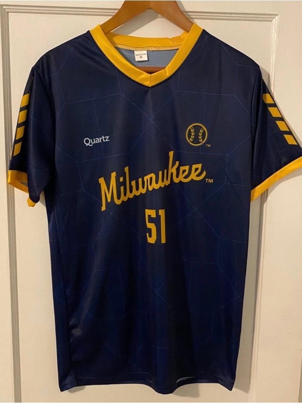 Milwaukee Brewers Freddy Peralta SGA Soccer Style Men’s Medium Jersey